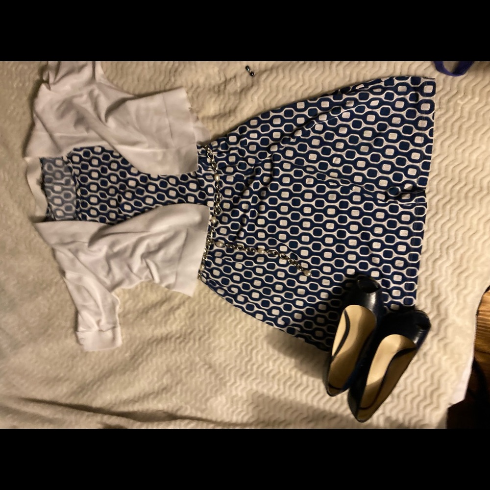 Dress with textured geometric shapes